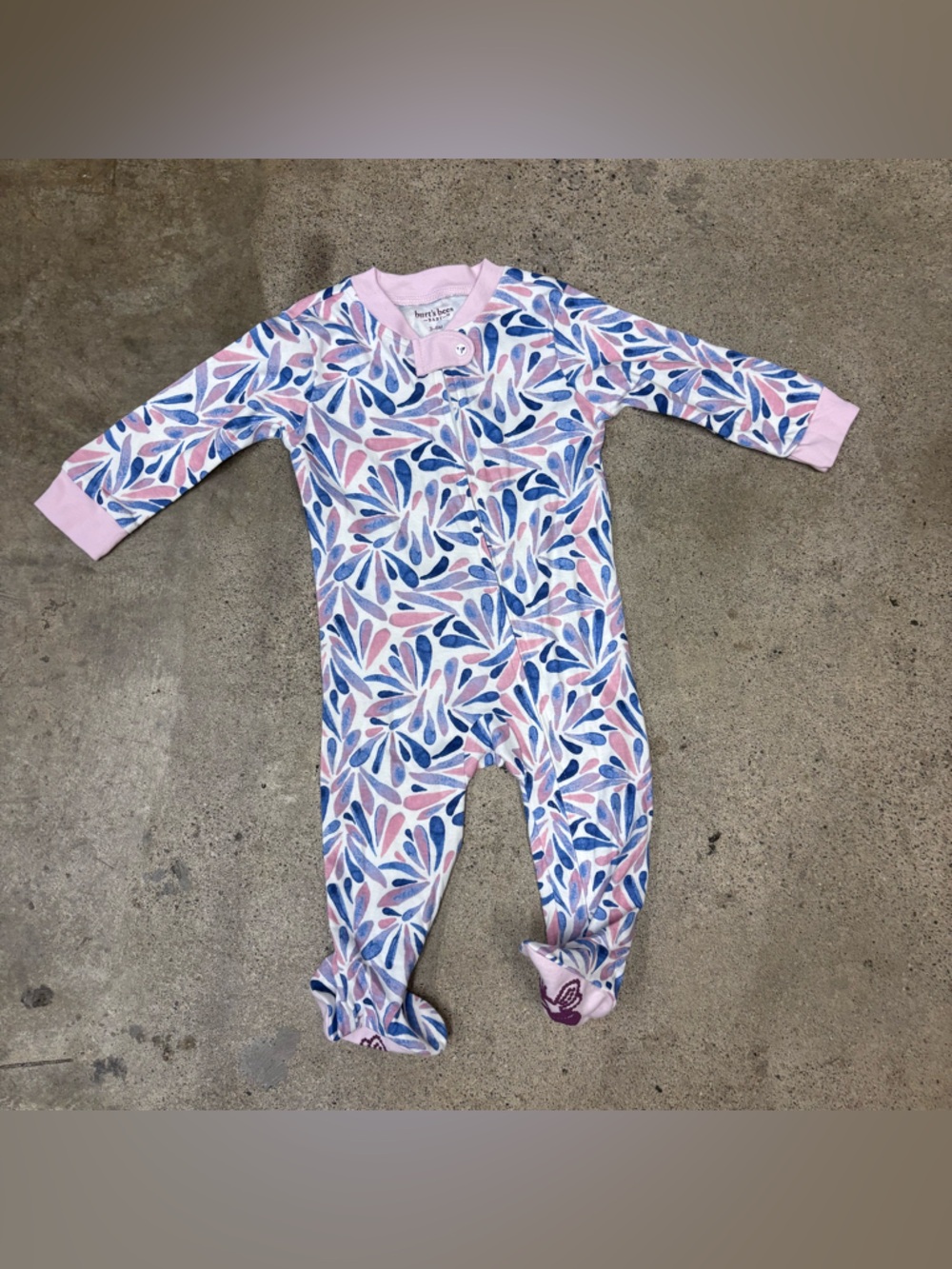 Burt's Bees Pink and Blue Floral Baby One-Piece